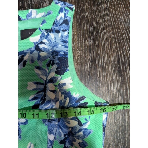 J Crew Sleeveless Fit and Flare Dress Size 4 Green Blue Floral - Picture 7 of 9